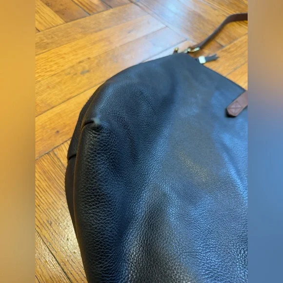 Madewell Zip-top Transport Crossbody Black and Brown Leather Bag